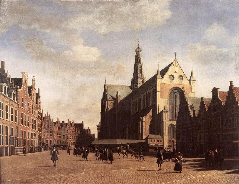 BERCKHEYDE, Gerrit Adriaensz. The Market Square at Haarlem with the St Bavo oil painting image